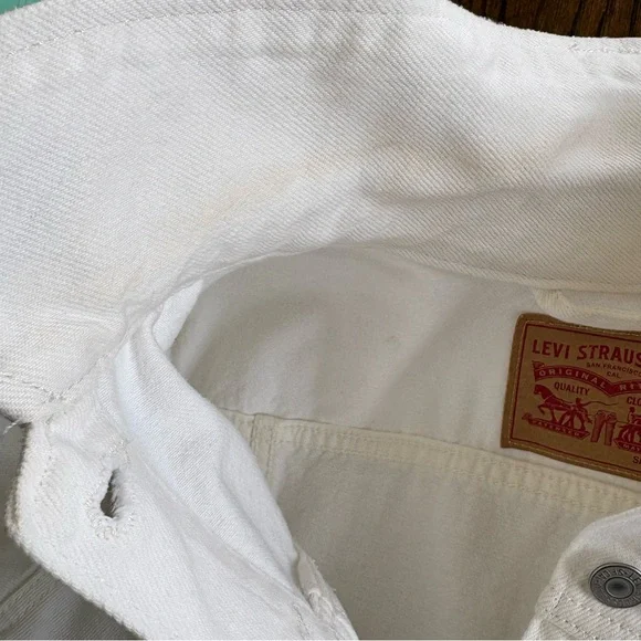 Levi’s Original Trucker Jacket White Denim Pockets Button Front Women’s Size XL - Picture 10 of 15